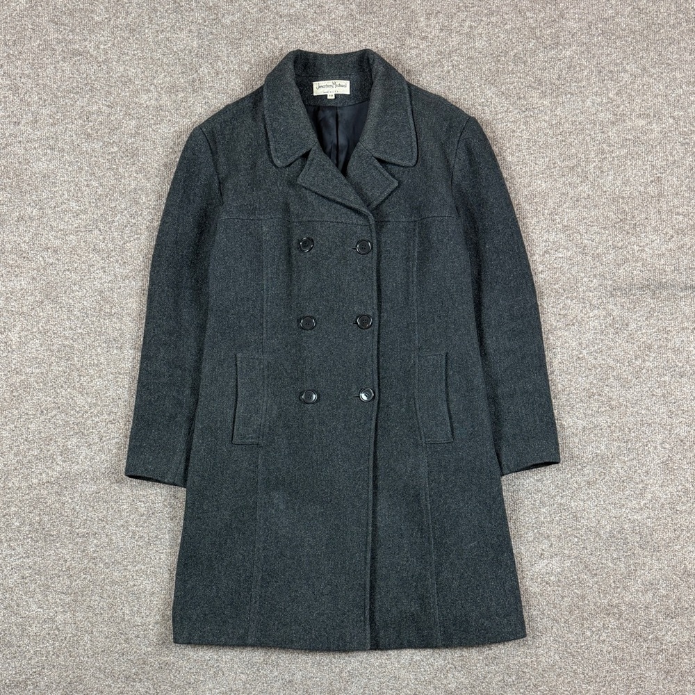 Vintage Dark Grey Wool Mid Length Double Breasted Pea Coat Women’s 10 Medium USA